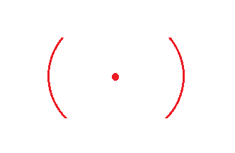 円の中心から紐を使って弧を描く
