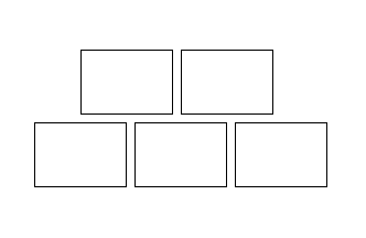 5枚のモニターを左右対称に並べた図